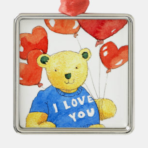 I love you bear - balloon 2011 metal ornament
