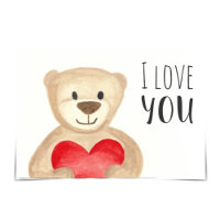 "I Love You" Bear Hug Adoption Watercolour Card