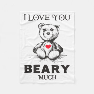 I Love You Beary Much Bear Lover Men Women Funny V Fleece Blanket