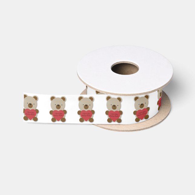 I Love You Beary Much Cute Teddy Bear Satin Ribbon (Spool)