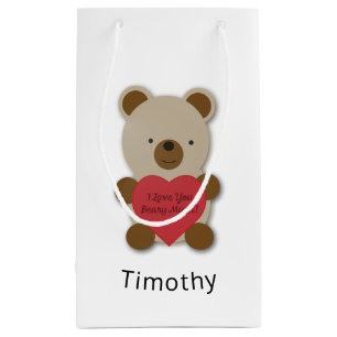 I Love You Beary Much Cute Teddy Bear Small Gift Bag