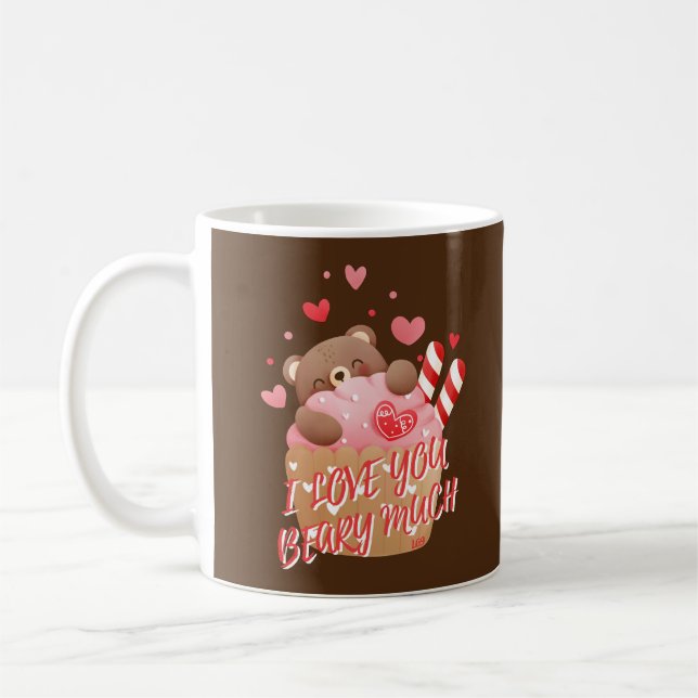 I LOVE YOU BEARY MUCH funny valentine's day        Coffee Mug (Left)