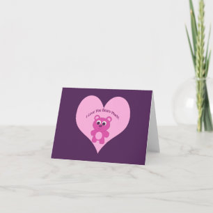 I Love You Beary Much! Pink Bear Holiday Card