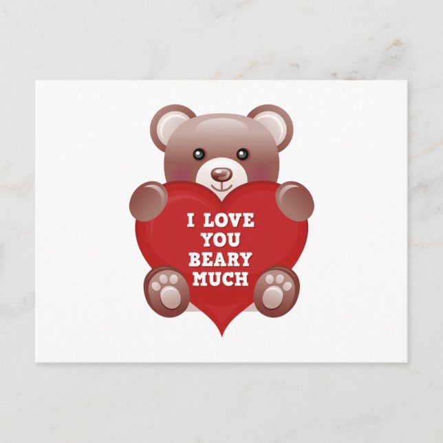 I Love You Beary Much Postcard (Front)