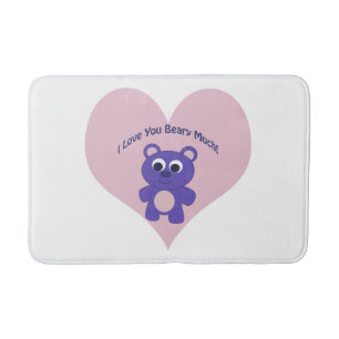 I Love You Beary Much Purple Bear Bath Mat