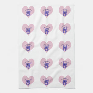 I Love You Beary Much Purple Bear Kitchen Towel
