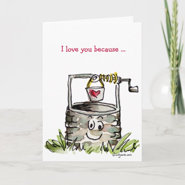 I Love You Because... Cartoon Valentine Card (Front)