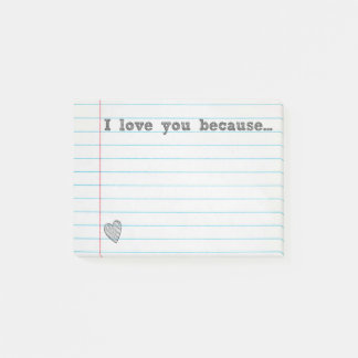 "I love you because..." fill in the blank note