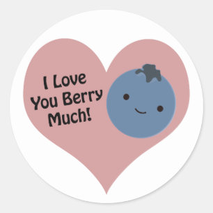 I love you berry much blueberry classic round sticker