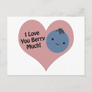 I love you berry much blueberry postcard