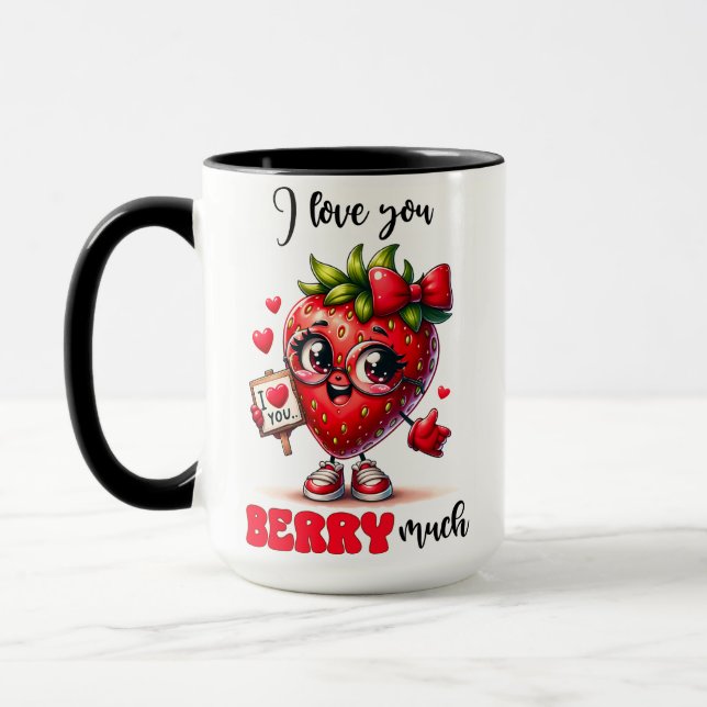 I love you berry much funny strawberry cute gift   mug (Left)