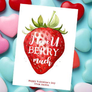 I love you berry much funny valentine's day holiday card
