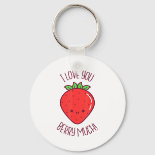 I Love You Berry Much Kawaii Strawberry Valentines Keychain