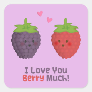 I Love You Berry or Very Much Pun Humour Square Sticker