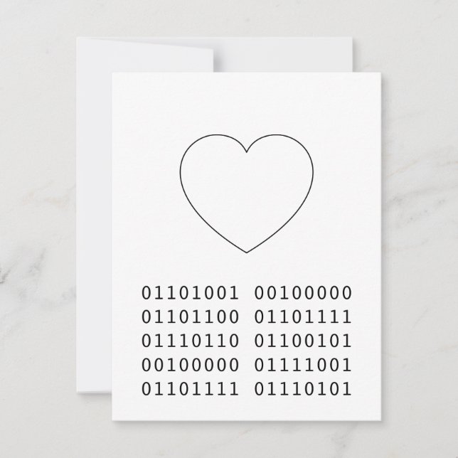 I Love You Binary Heart Valentine's Day Geek Holiday Card (Front)