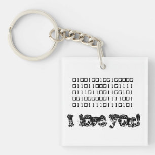 I Love You Binary Keychain