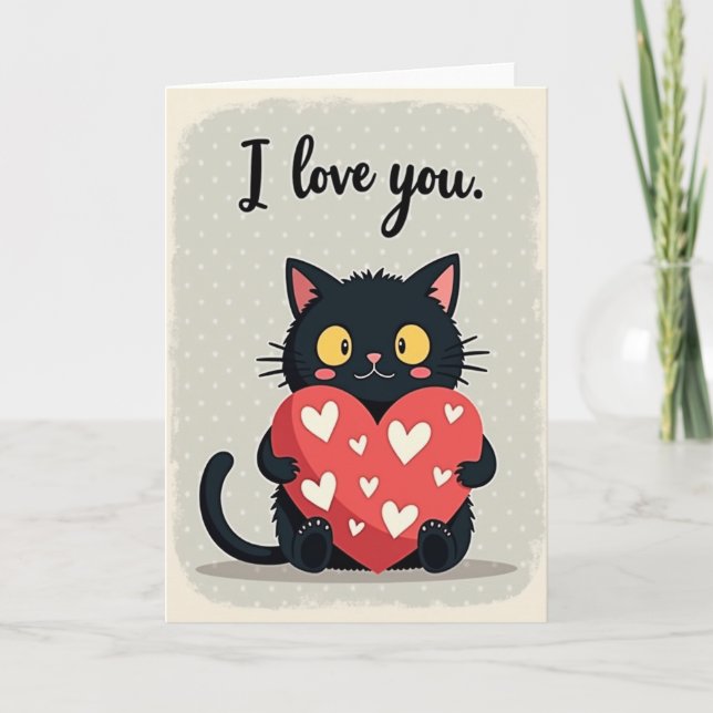 I Love You Black Cat Card (Front)