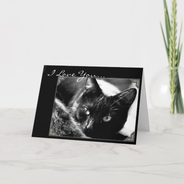 I Love You Black cat carte de voeux (Devant)