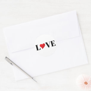 I Love You, black white red heart Classic Round Sticker