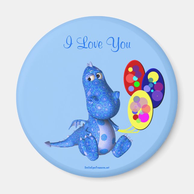 I Love You Blue Dragon Balloons Magnet (Front)
