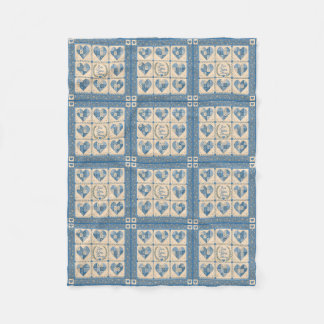 I Love You Blue Quilt Fleece Blanket
