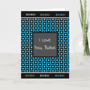 'I Love You" Blue, Teal and Black Masculine Card