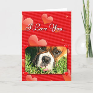 I Love You boxer dog greeting card
