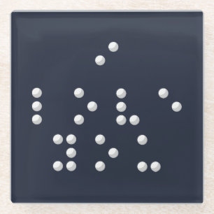 I love you (Braille) Glass Coaster