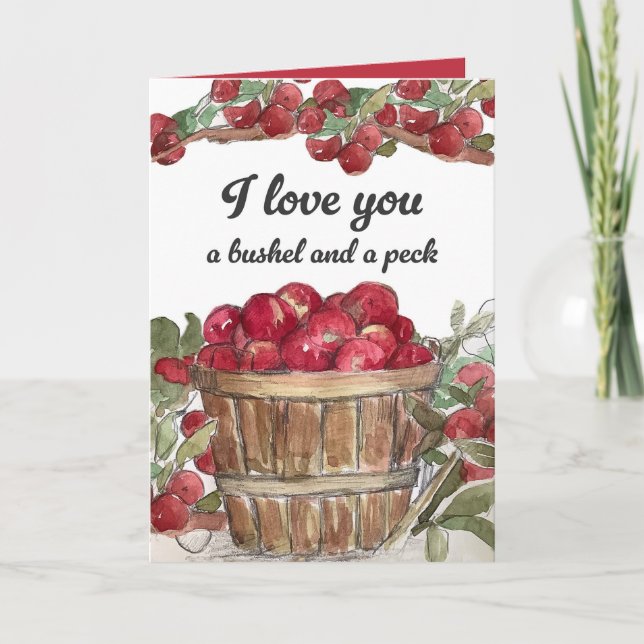 I Love You Bushel And Peck Apples Fruit Card (Front)