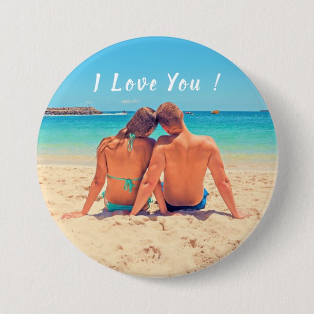 I Love You - Button - Custom Photo and Text - Love (Front)