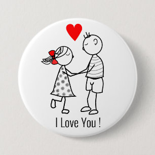 I Love You Button with Cute Couple - Customizable