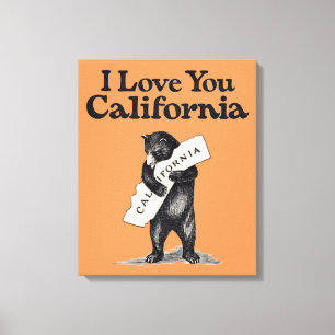 I Love You California Bear Hug Canvas Print