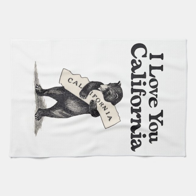 I Love You California Bear Hug Kitchen Towel (Horizontal)