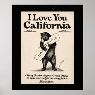 I Love You California Bear Poster