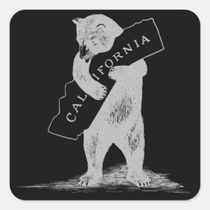 I Love You California--Black and Silver Square Sticker