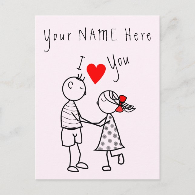 I Love You Card Love Couple - Custom Text Name (Front)