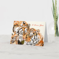I Love You Card Tigers Couple - Hug