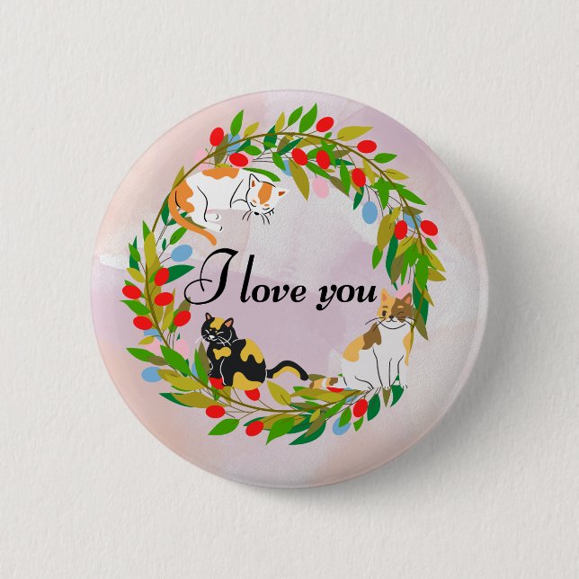 I love you, cat button (Front)