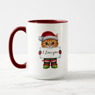 I Love You, Cat Personalized Christmas Mug