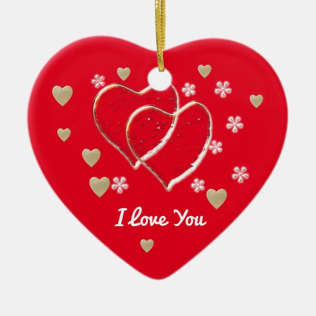 I love you ceramic ornament (Front)