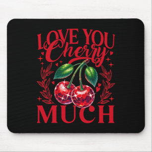 I Love You Cherry Much Strawberry Heart Disco Ll V Mouse Pad