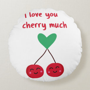 I Love You Cherry Much Valentine Round Pillow