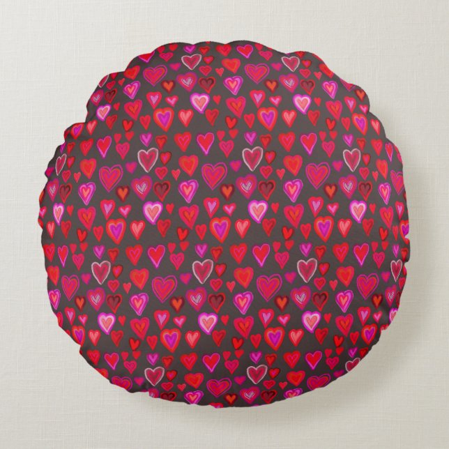 I love you, christmas heart pattern round pillow (Front)
