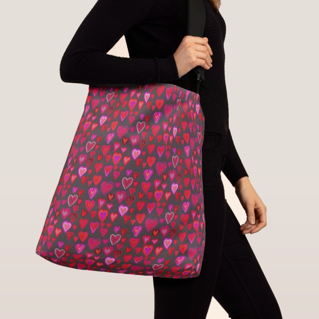 I love you, christmas heart pattern tote bag (Close Up)