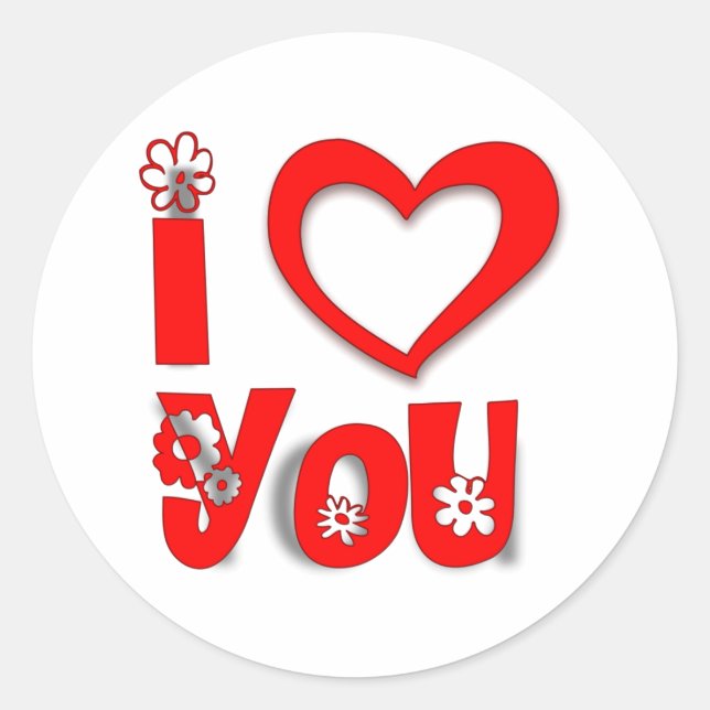 I Love You Classic Round Sticker (Front)