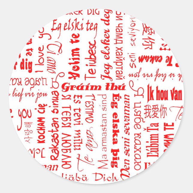 I Love You Classic Round Sticker (Front)