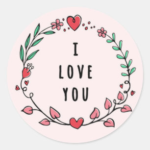 I Love You Classic Round Sticker