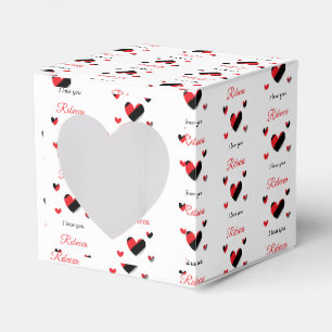 I love you colourful hearts white favor box
