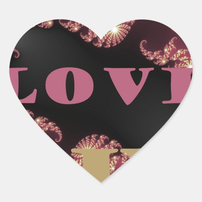 I Love You Cosmic Constellation Pattern Art Design Heart Sticker (Front)