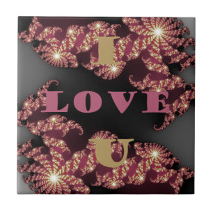 I Love You Cosmic Constellation Pattern Art Design Tile